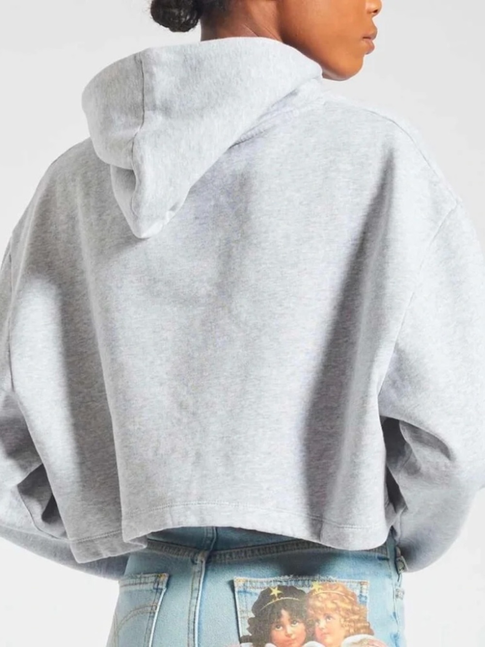 Fiorucci Angels Cropped Oversized Grey Hoodie Women’s XL - Picture 6 of 7